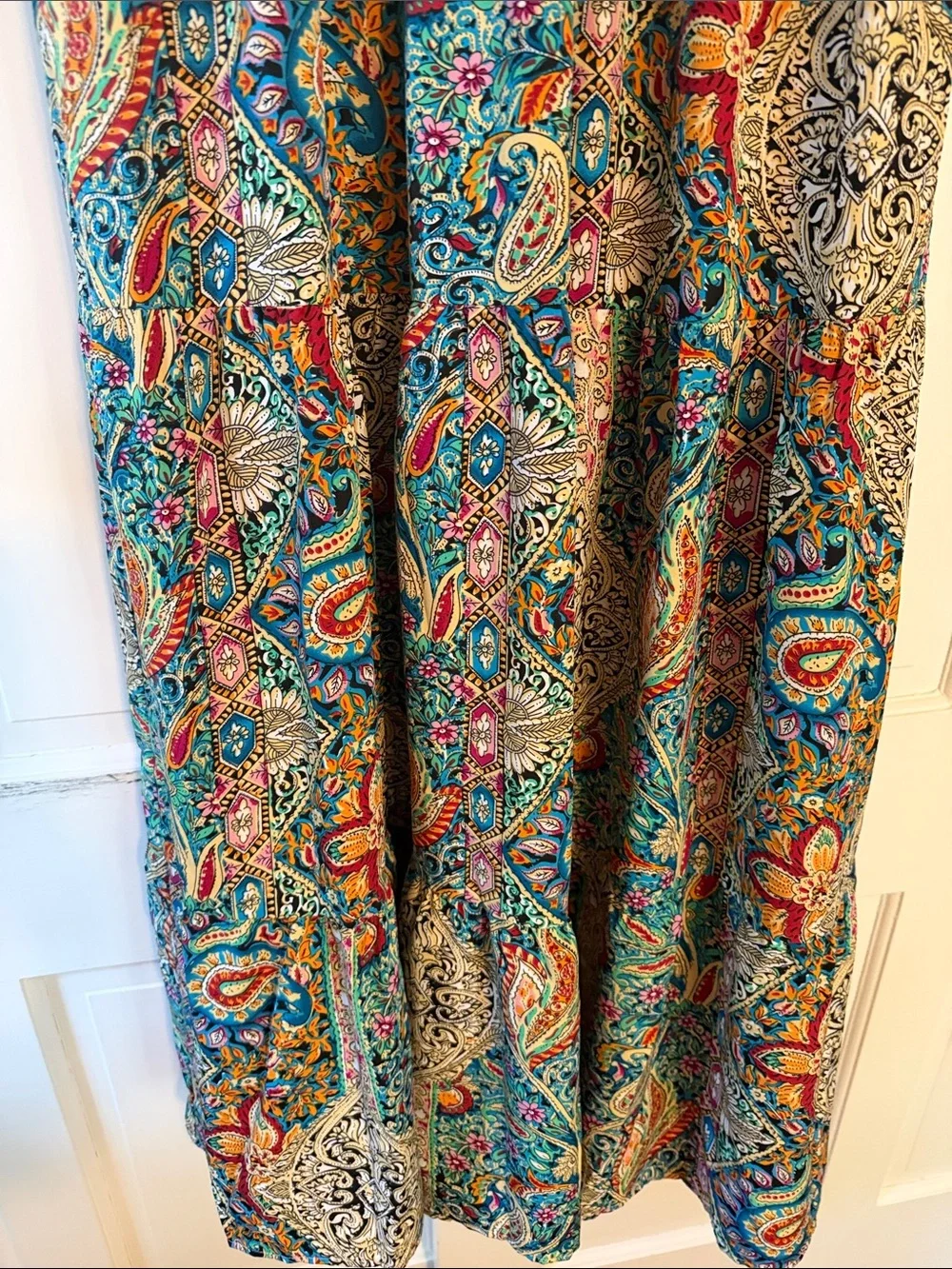 Cupshe Bohemian Paisley Maxi Dress in Teal and Multicolor